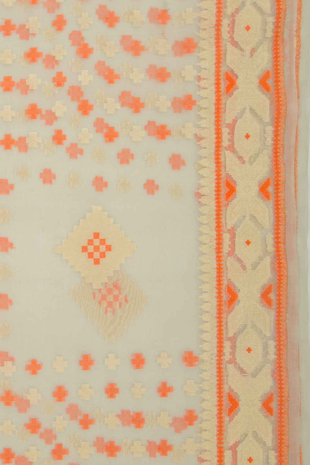 Banarasi Kora Organza Brocade Cream Saree