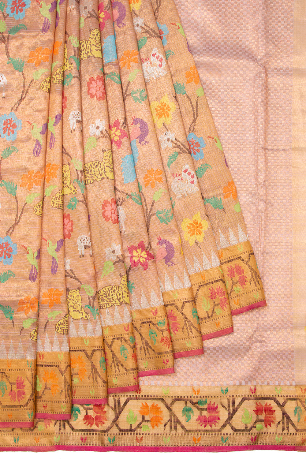 Kota Silk Tissue Jamdani Honey Gold Saree