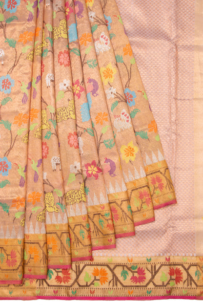 Kota Silk Tissue Jamdani Honey Gold Saree