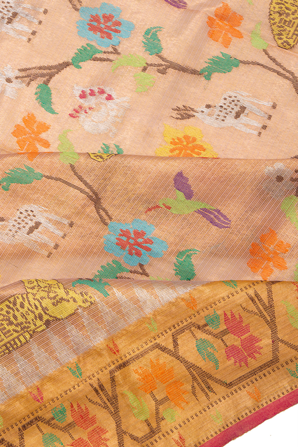 Kota Silk Tissue Jamdani Honey Gold Saree
