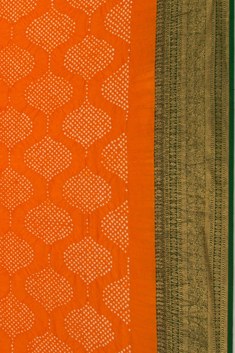 Kanchipuram Silk Bandhani Orange Saree from Tamil Nadu And Bandhani from kutch gujrat