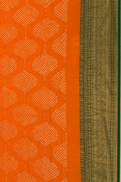 Kanchipuram Silk Bandhani Orange Saree from Tamil Nadu And Bandhani from kutch gujrat