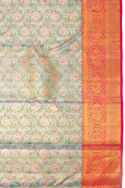 Kanchipuram Silk Tissue Brocade Blue Saree
