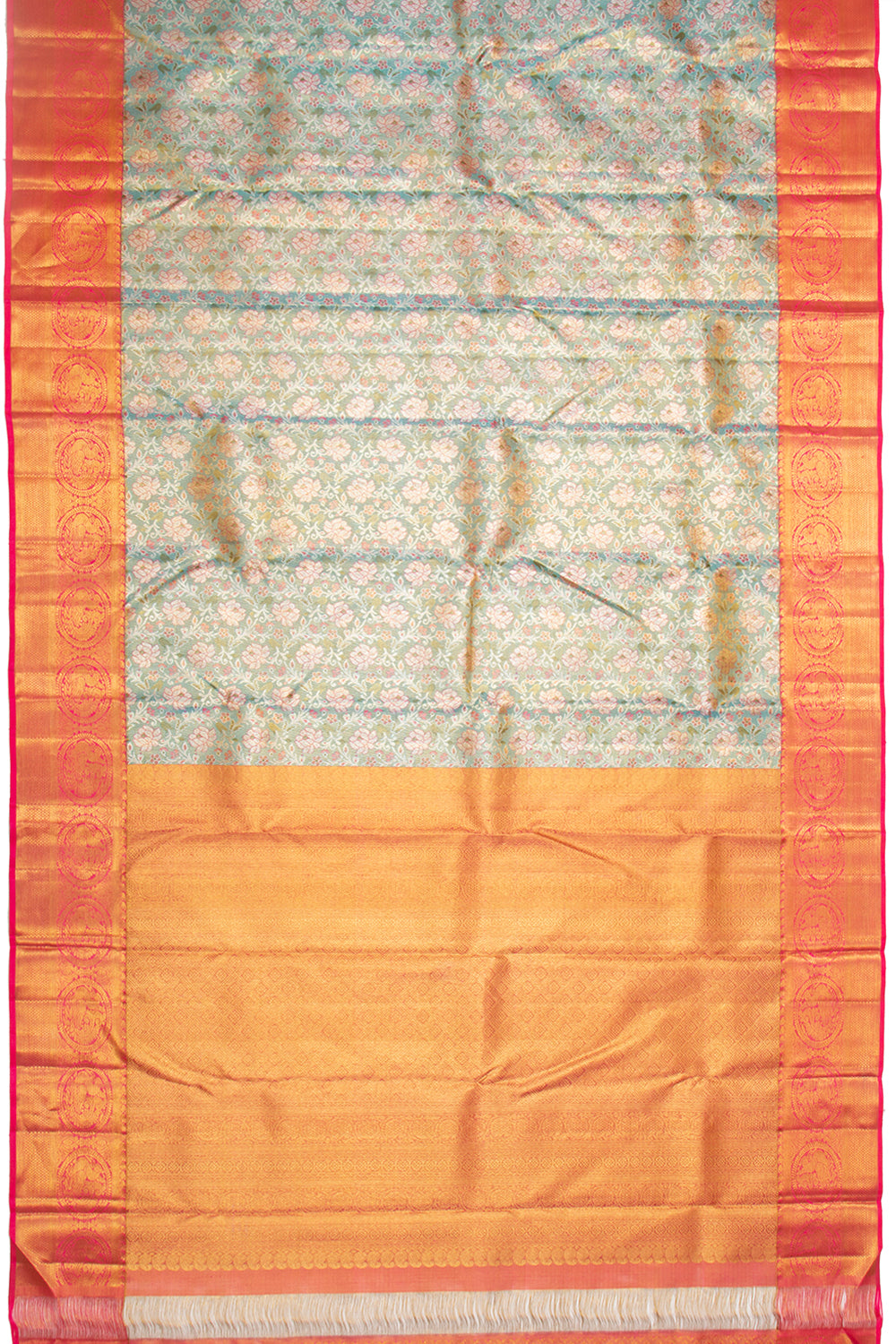 Kanchipuram Silk Tissue Brocade Blue Saree