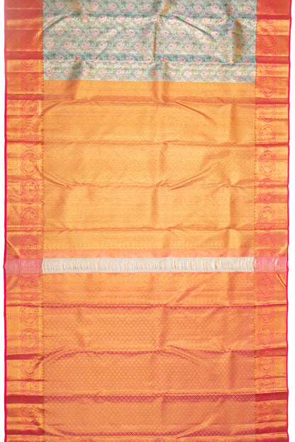 Kanchipuram Silk Tissue Brocade Blue Saree