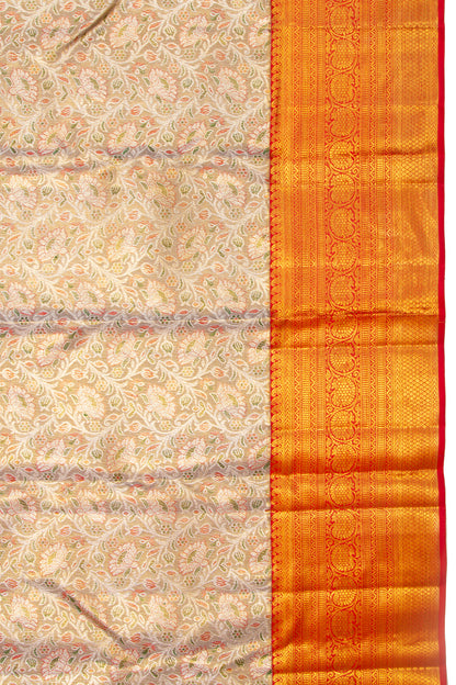 Kanchipuram Silk Tissue Brocade Gold Saree