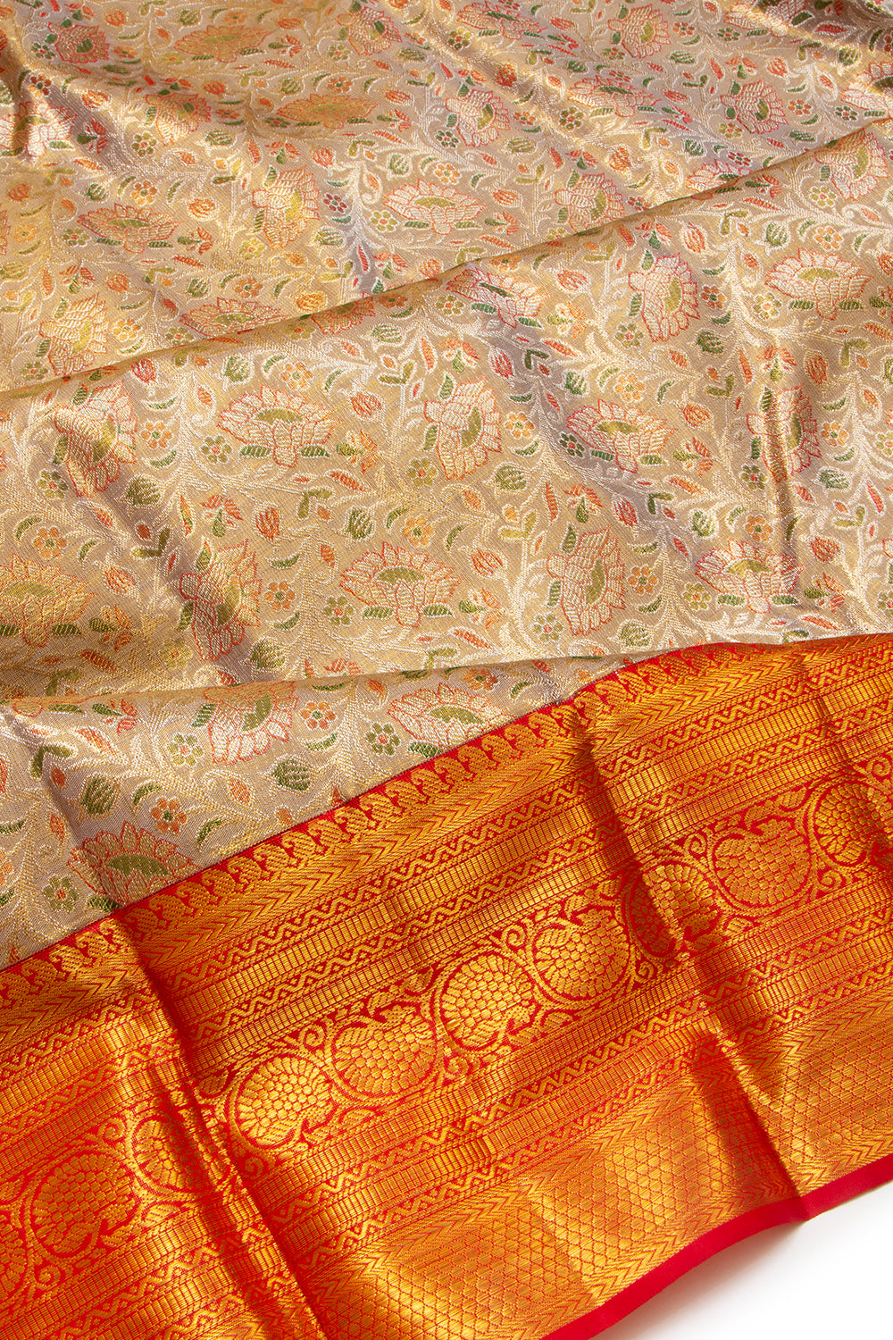 Kanchipuram Silk Tissue Brocade Gold Saree