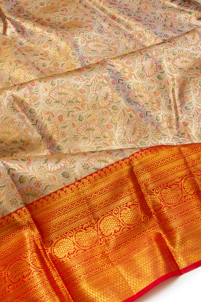 Kanchipuram Silk Tissue Brocade Gold Saree
