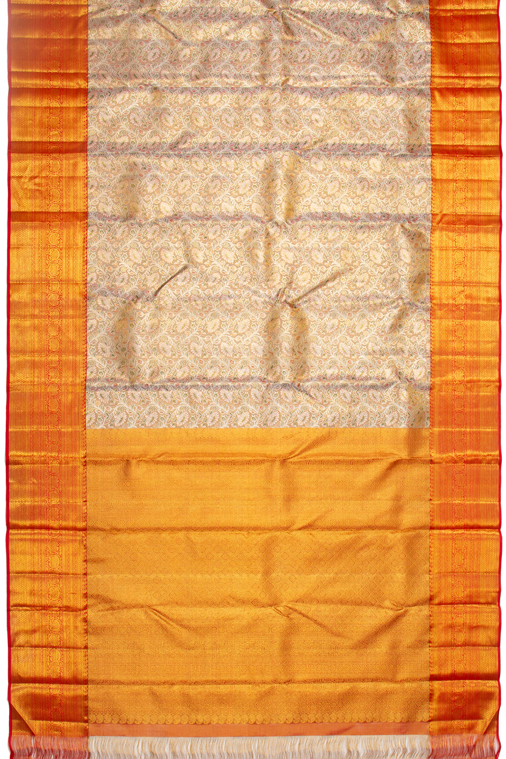 Kanchipuram Silk Tissue Brocade Gold Saree