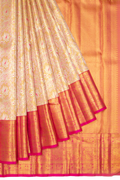 Kanchipuram Silk Tissue Brocade Gold Saree