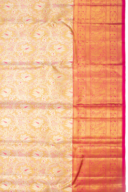 Kanchipuram Silk Tissue Brocade Gold Saree