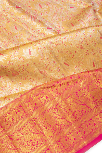 Kanchipuram Silk Tissue Brocade Gold Saree
