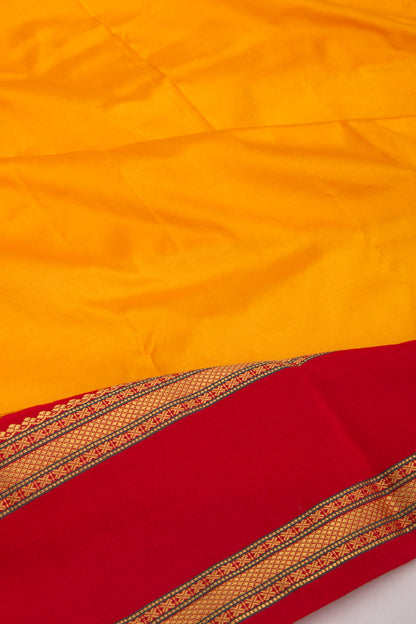 Taranga Kanchi Silk Plain Mustard Yellow Saree