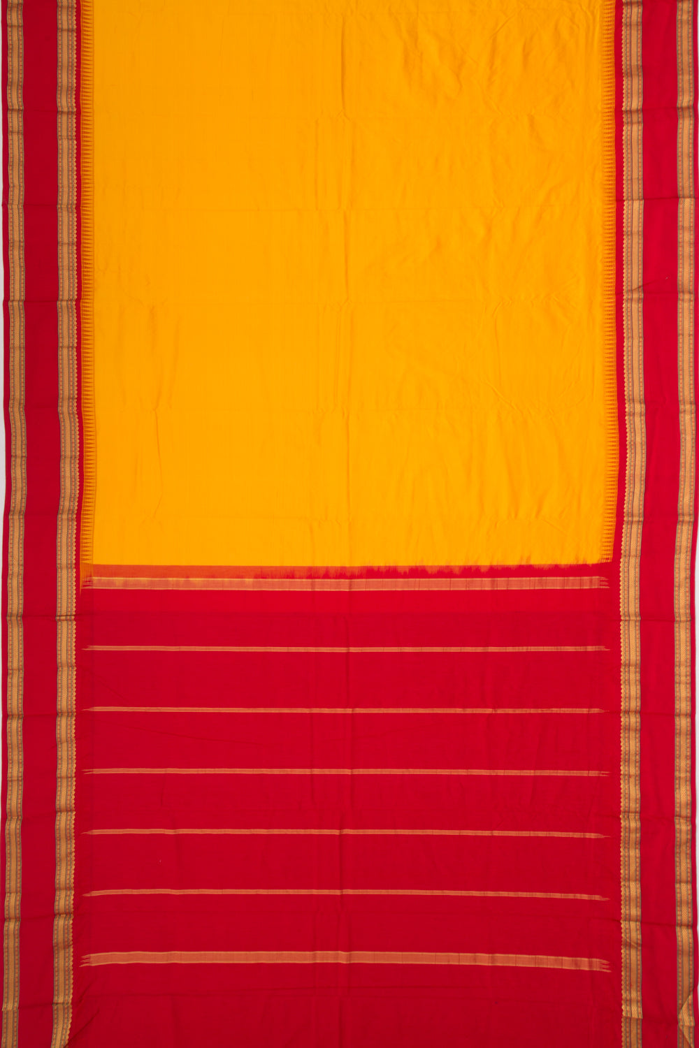 Taranga Kanchi Silk Plain Mustard Yellow Saree