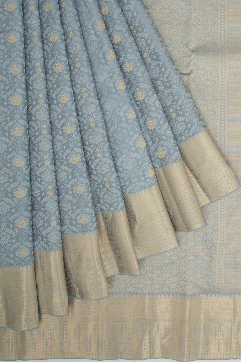 Taranga Kanchi Silk Jacquard And Butta Elephant Grey Saree