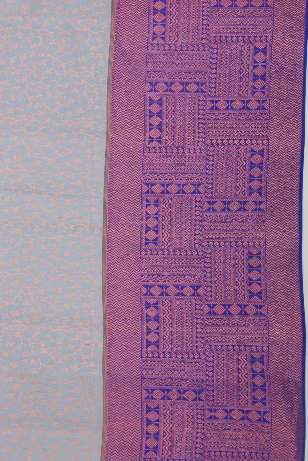 Kanchipuram Silk Brocade Elephant Grey Saree