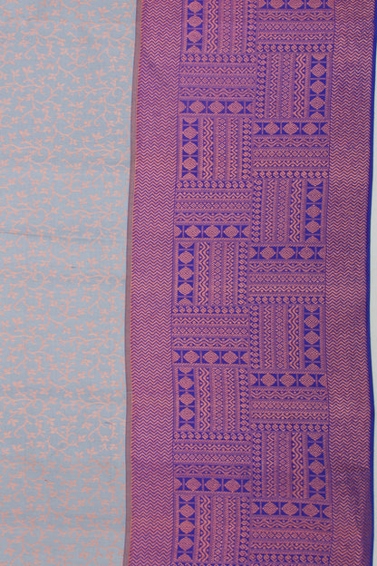 Kanchipuram Silk Brocade Elephant Grey Saree