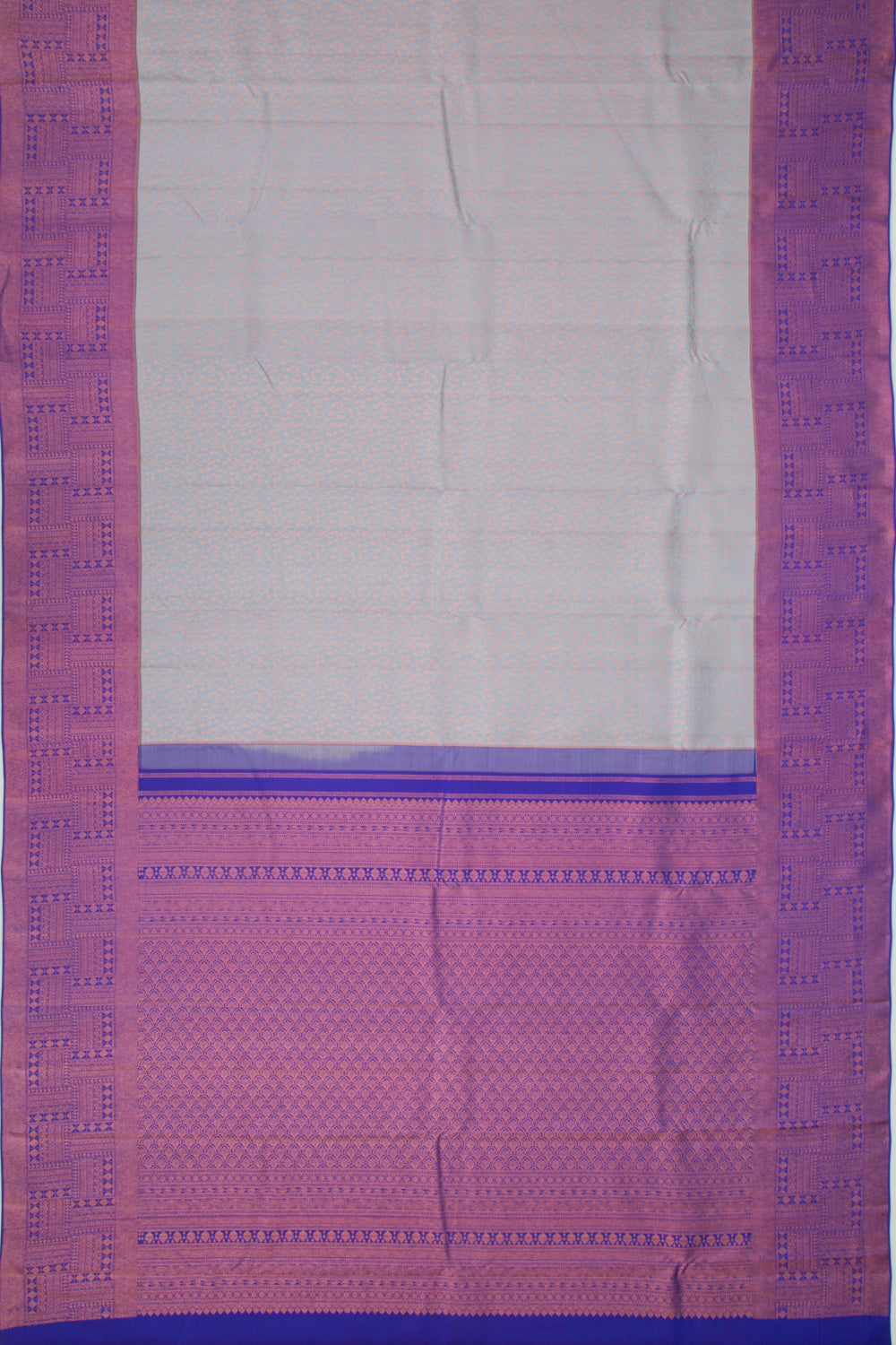 Kanchipuram Silk Brocade Elephant Grey Saree