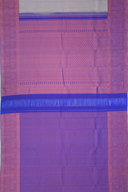Kanchipuram Silk Brocade Elephant Grey Saree