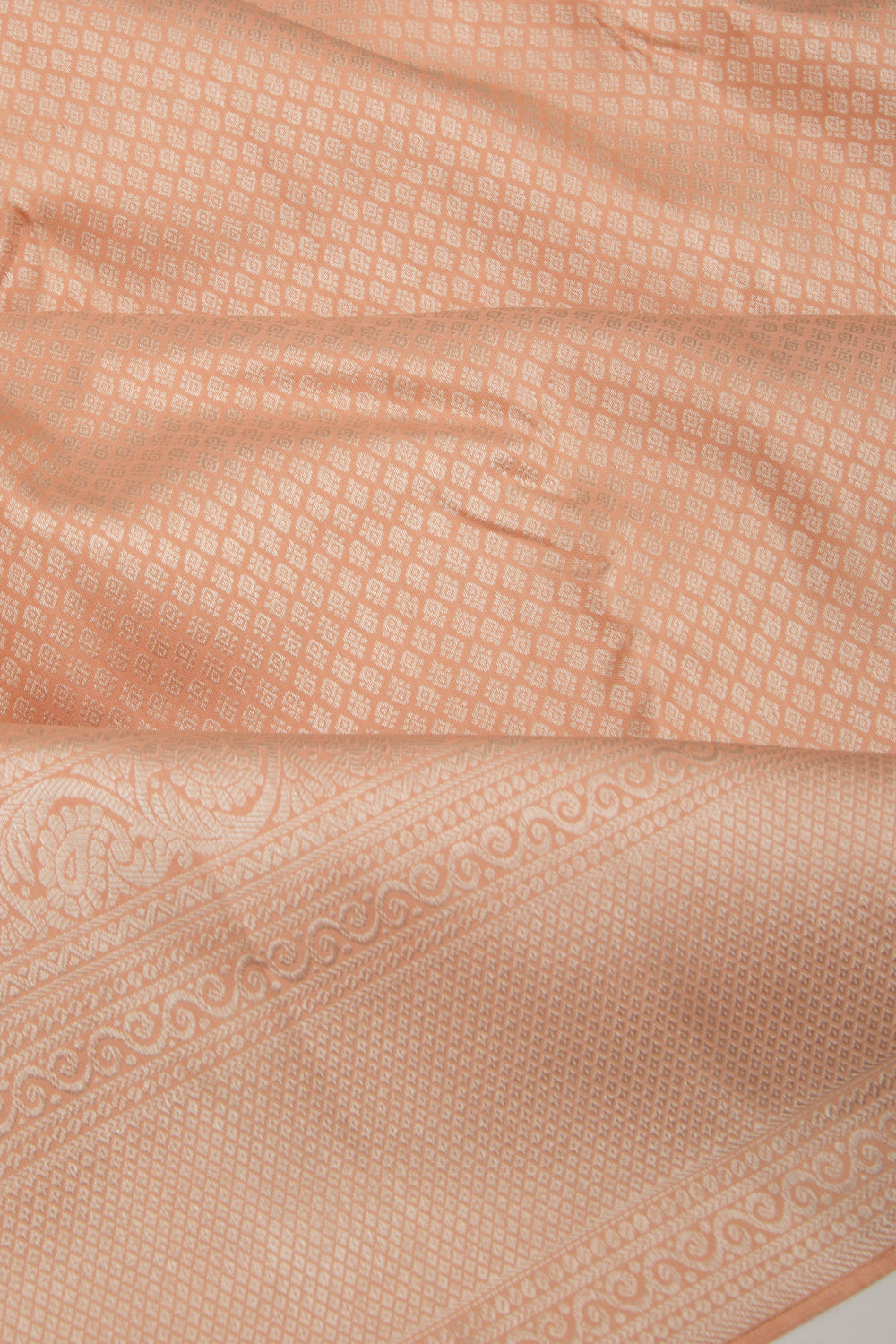 Kanchipuram Silk Brocade Peach Saree