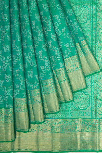 Kanchipuram Silk Jaal Sea Green Saree