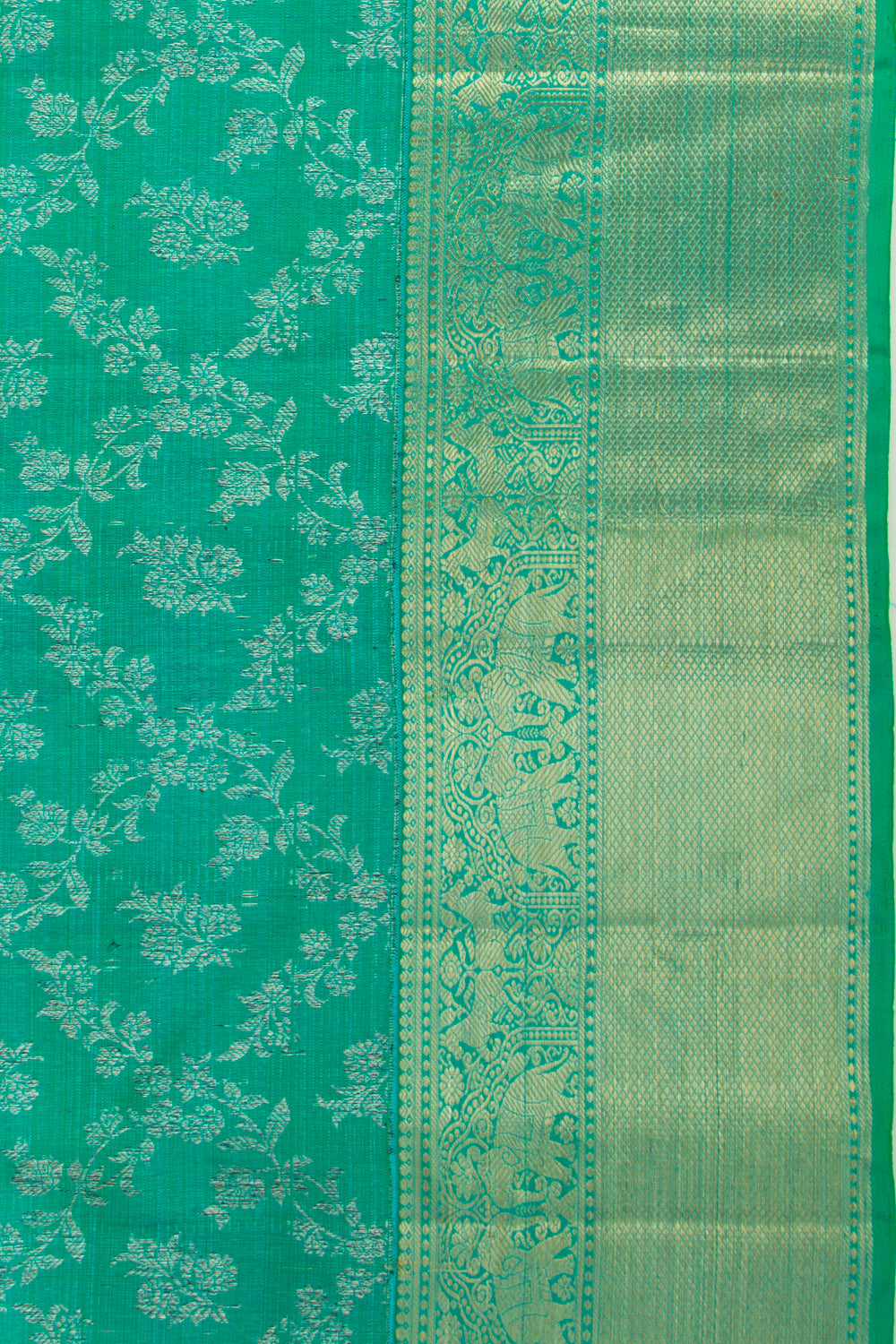 Kanchipuram Silk Jaal Sea Green Saree