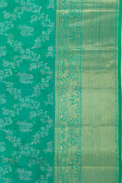 Kanchipuram Silk Jaal Sea Green Saree