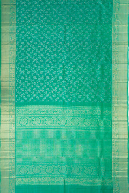 Kanchipuram Silk Jaal Sea Green Saree