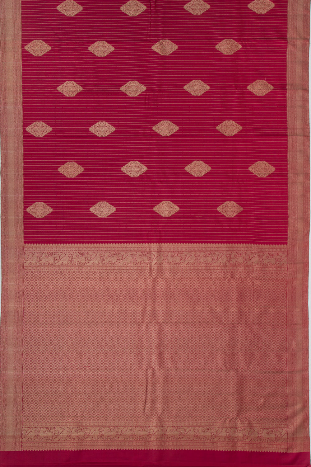 Kanchipuram Silk Lines And Butta Maroon Saree