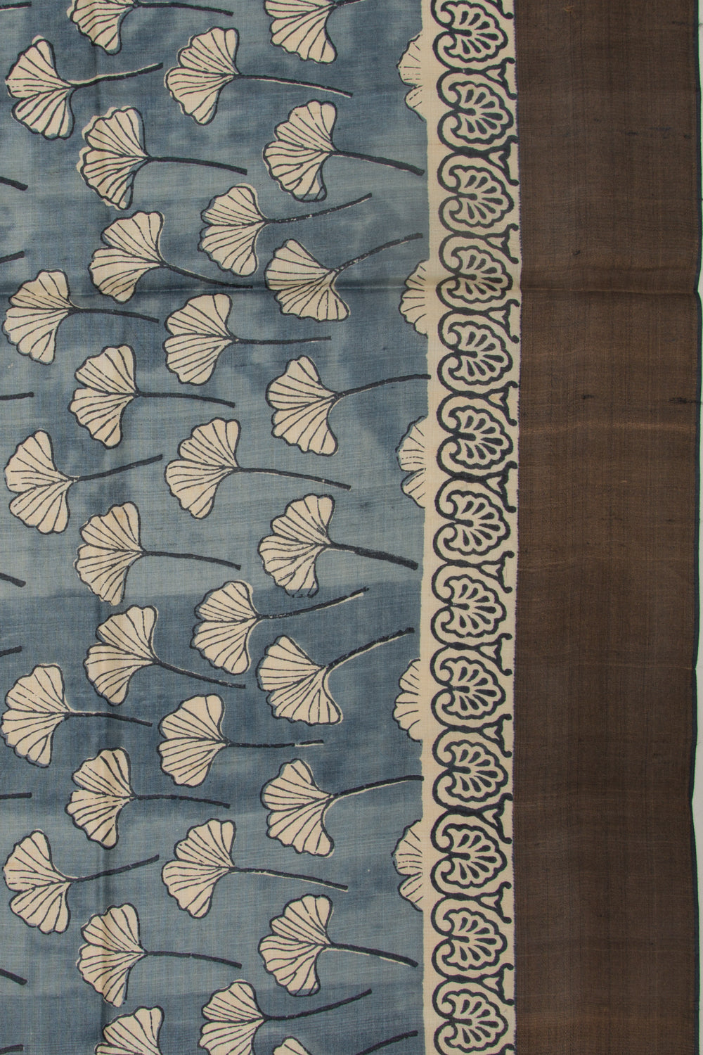 Tussar Floral Printed Elephant Grey Saree