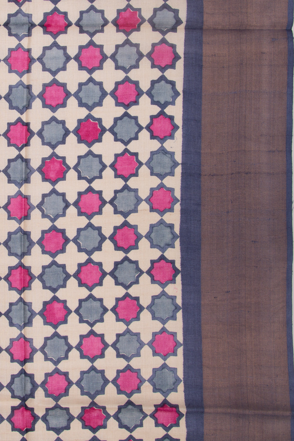 Tussar Printed White Saree