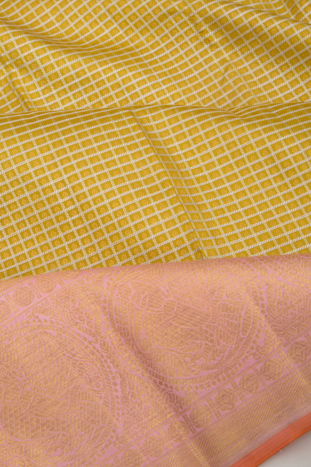 Kanchipuram Silk Checks And Butta Mehendi Green Saree