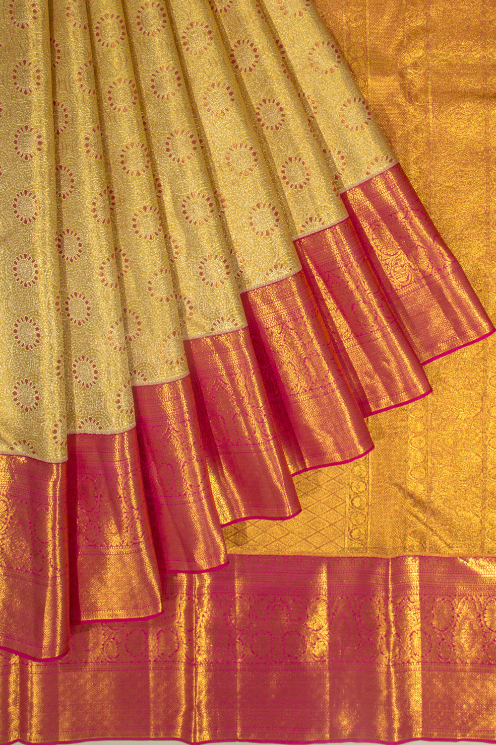 Taranga Kanchi Silk Tissue Brocade Gold Saree