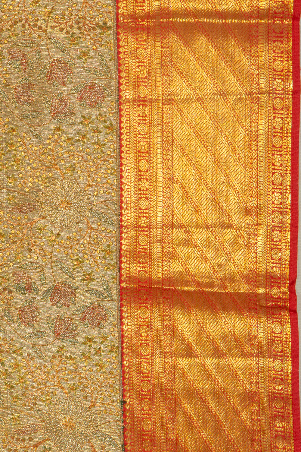 Taranga Kanchi Silk Tissue Brocade Gold Saree