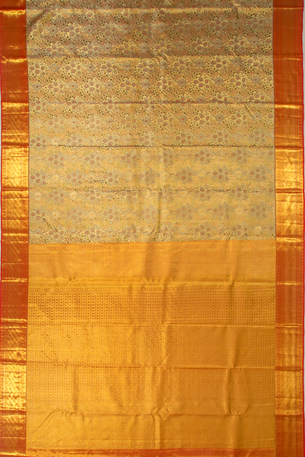 Taranga Kanchi Silk Tissue Brocade Gold Saree