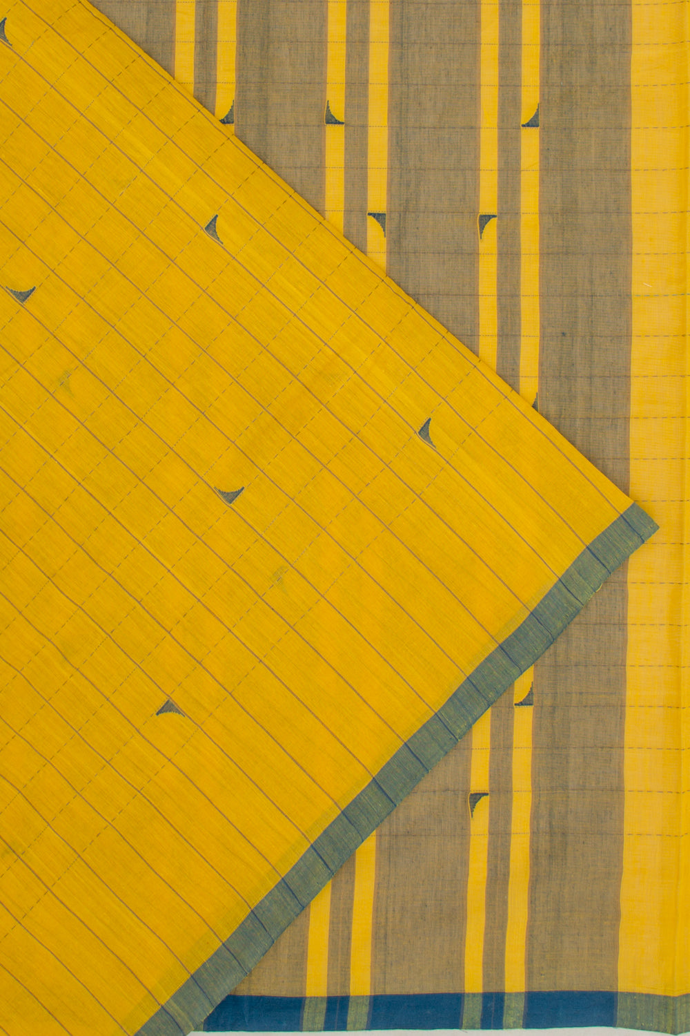 Ponduru Handspun Cotton Checks Yellow Saree