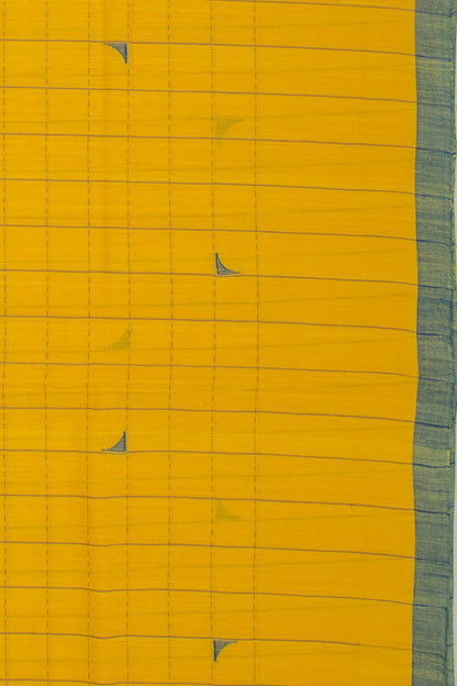 Ponduru Handspun Cotton Checks Yellow Saree