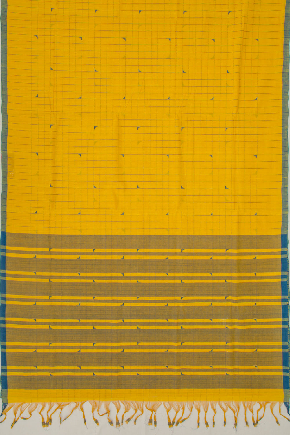Ponduru Handspun Cotton Checks Yellow Saree