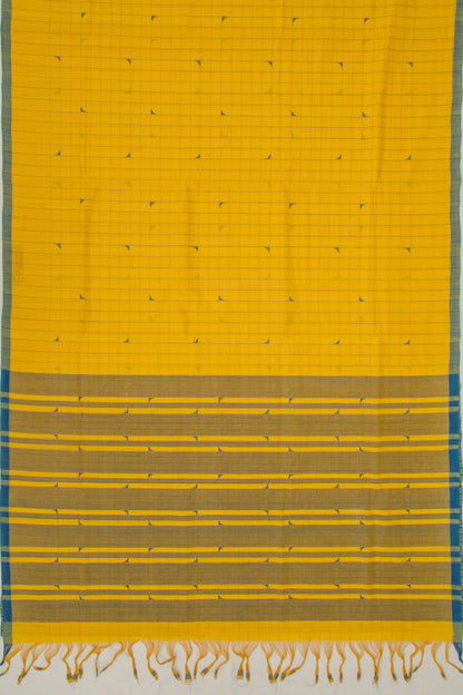Ponduru Handspun Cotton Checks Yellow Saree