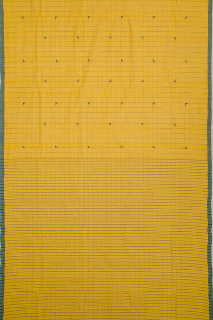 Ponduru Handspun Cotton Checks Yellow Saree
