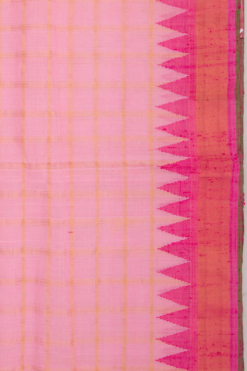 Ponduru Handspun Cotton Checks Pink Saree