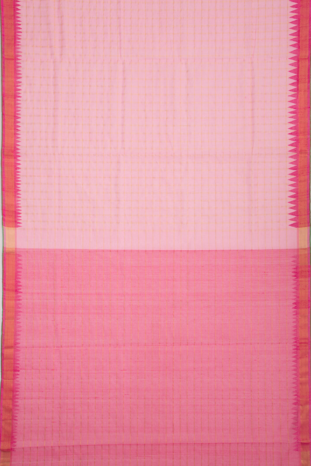 Ponduru Handspun Cotton Checks Pink Saree