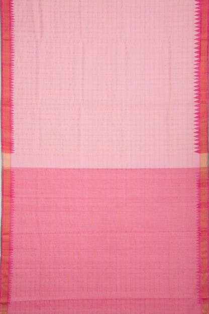 Ponduru Handspun Cotton Checks Pink Saree