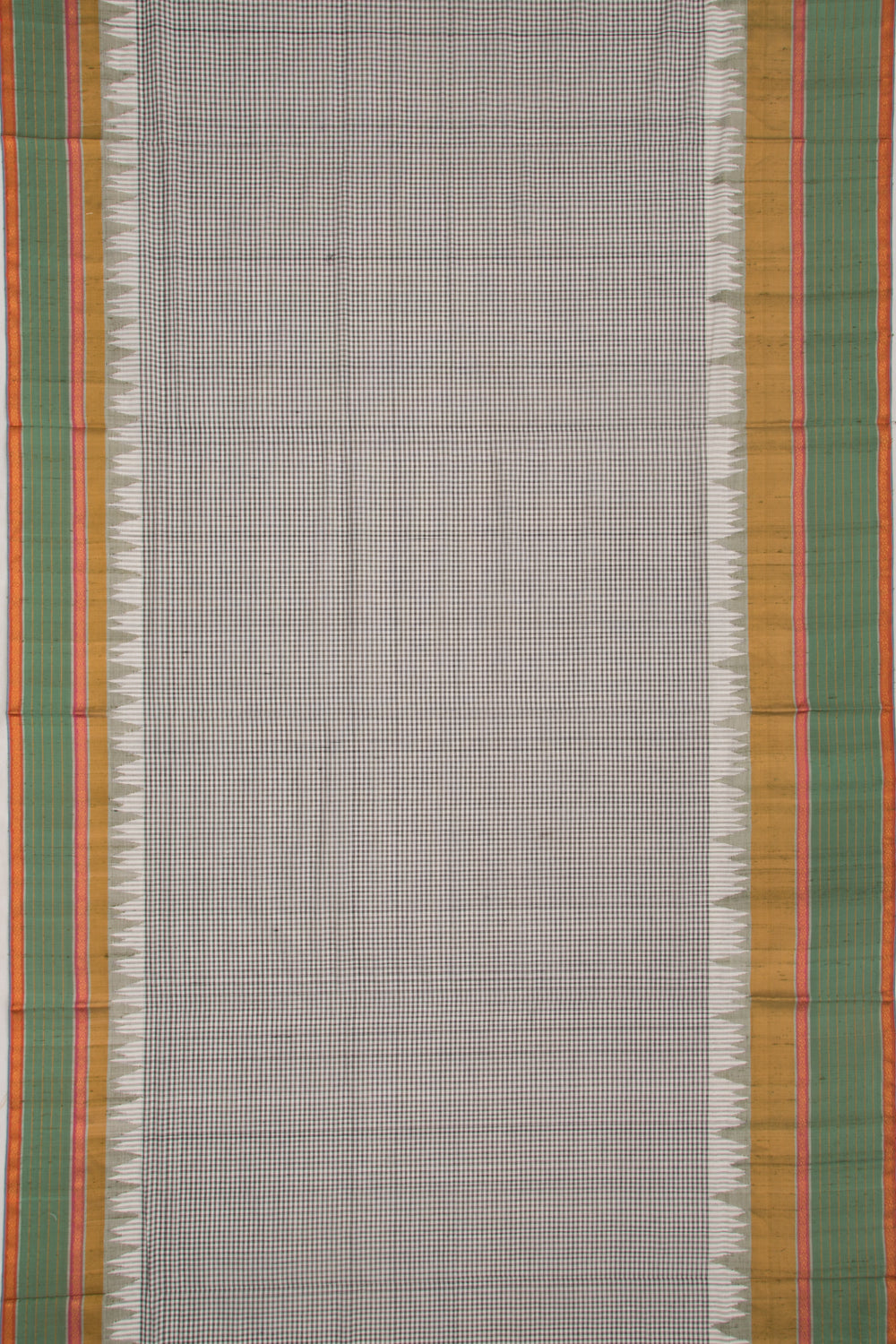 Ponduru Handspun Cotton Checks Black And White Saree