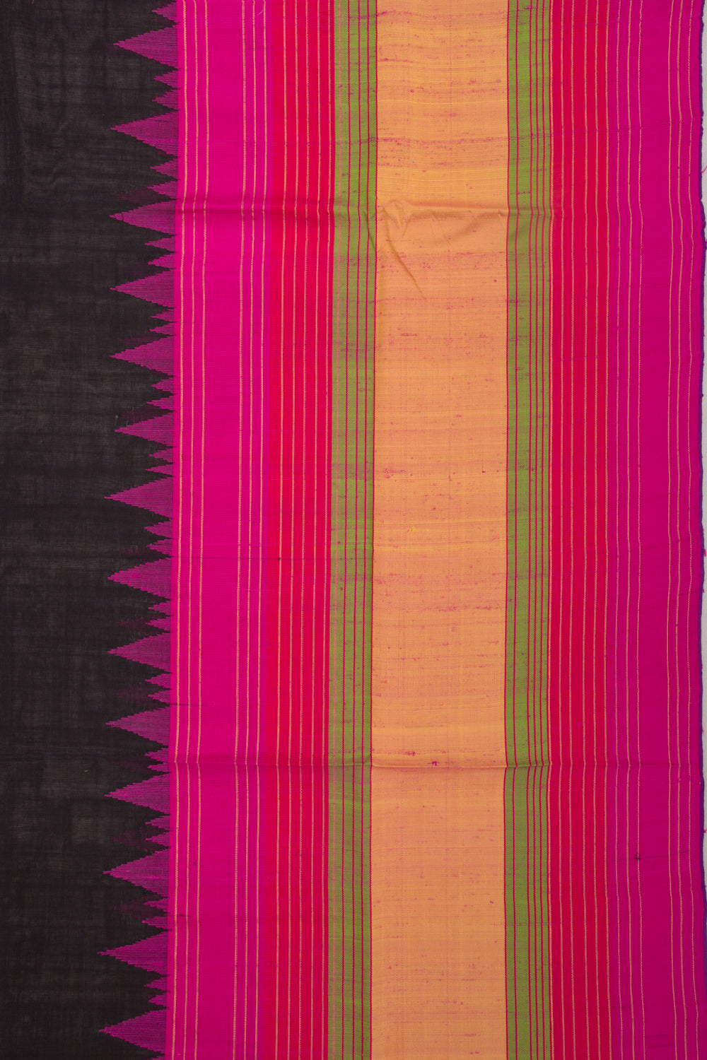 Ponduru Handspun Cotton Plain Black Saree