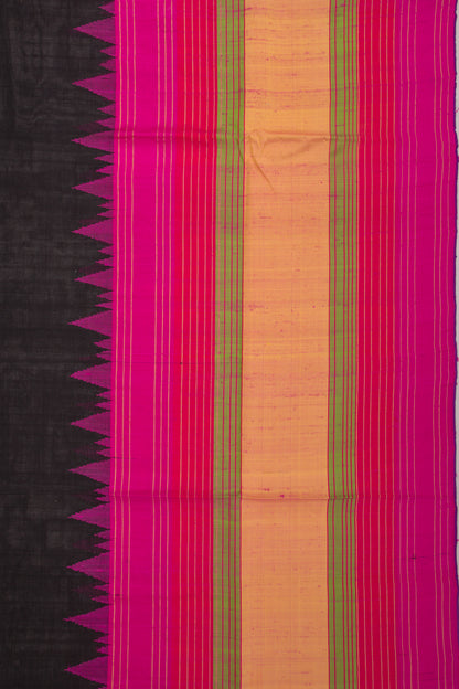 Ponduru Handspun Cotton Plain Black Saree