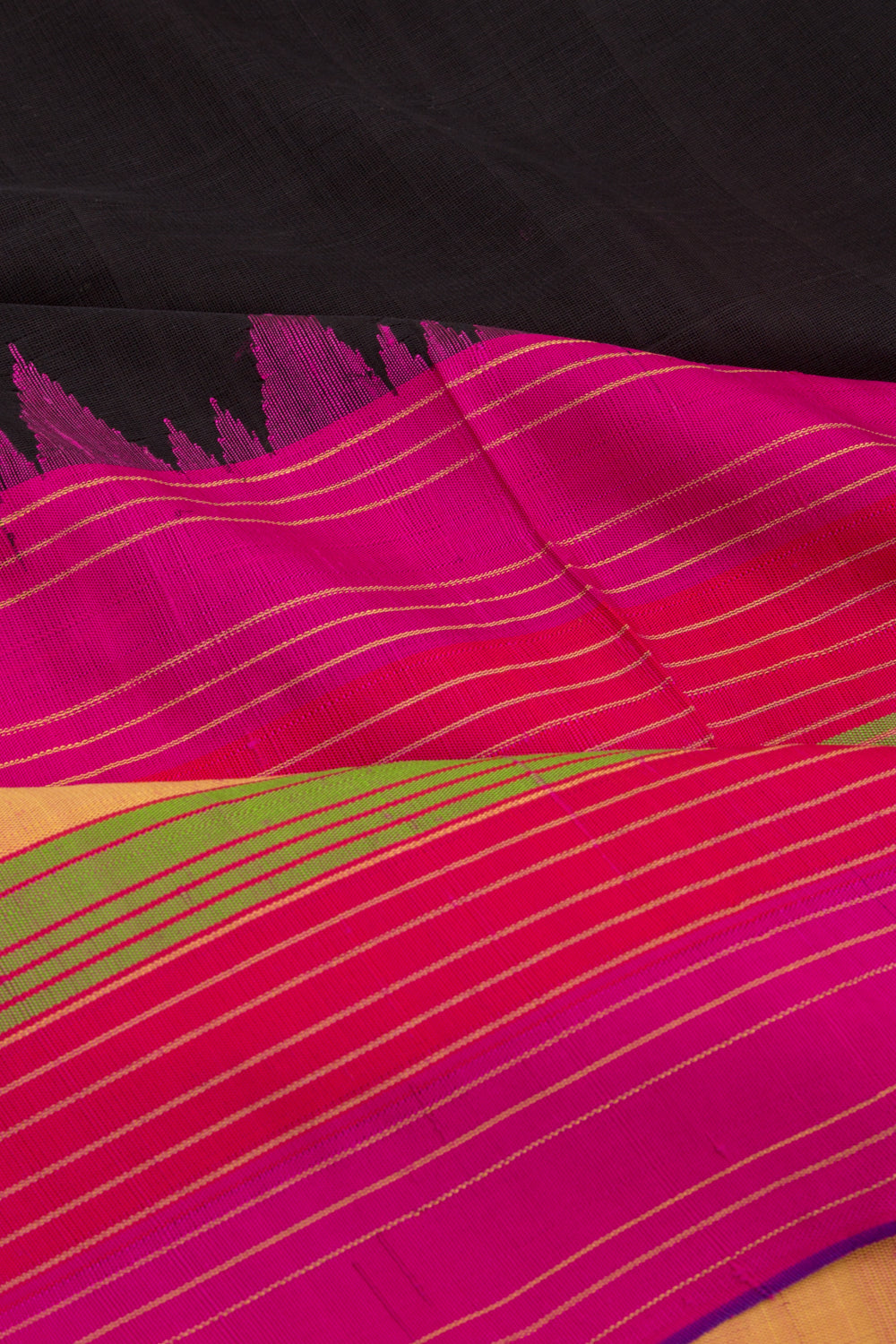 Ponduru Handspun Cotton Plain Black Saree