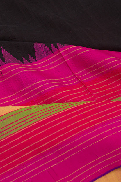 Ponduru Handspun Cotton Plain Black Saree
