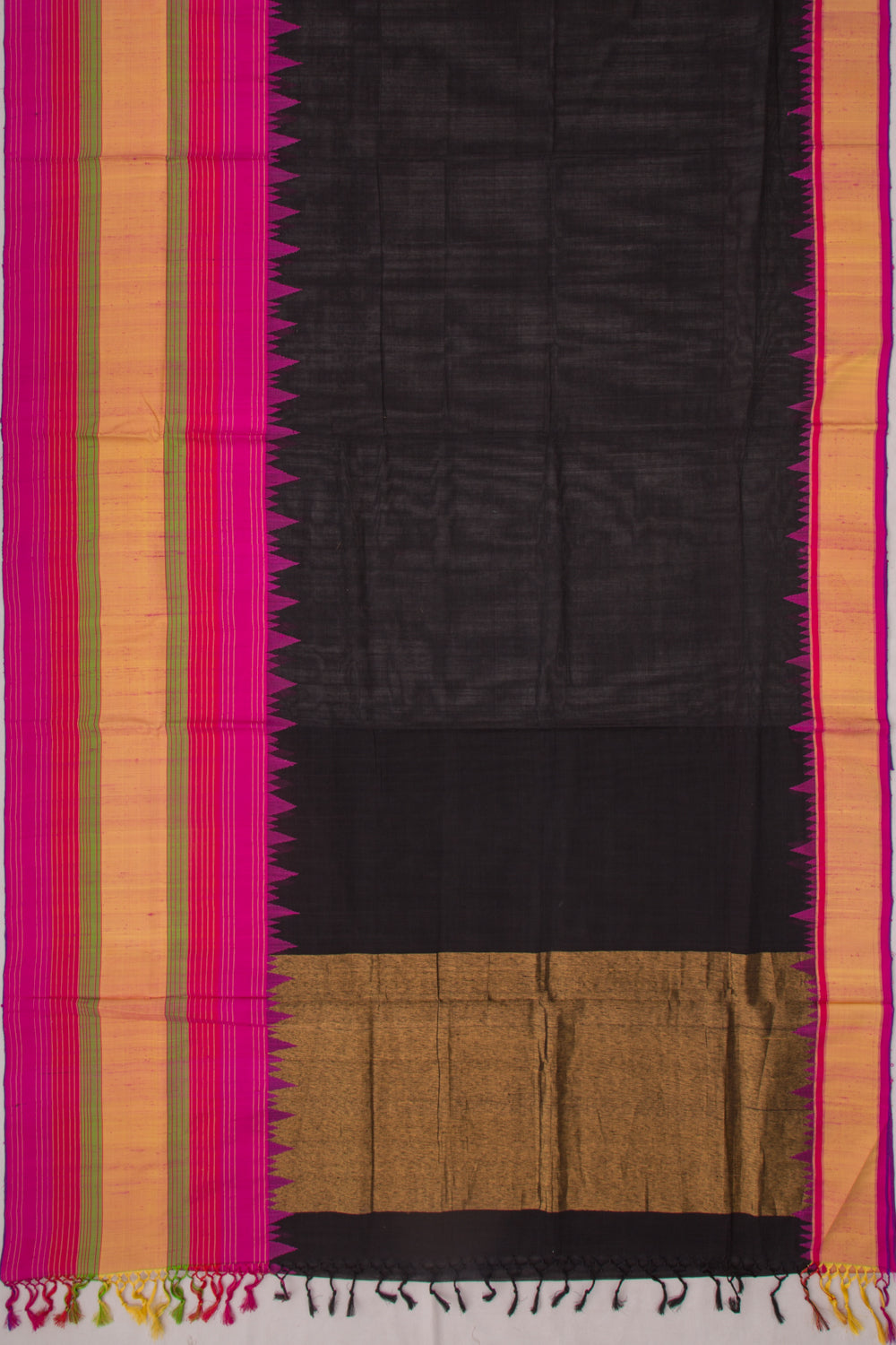 Ponduru Handspun Cotton Plain Black Saree