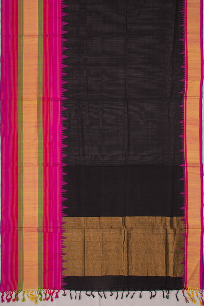 Ponduru Handspun Cotton Plain Black Saree